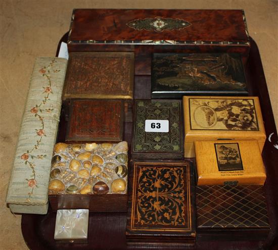 Collection of inlaid lacquer & other boxes